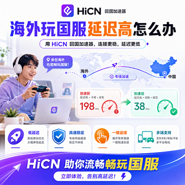 国外玩国服总是卡顿掉Ping？海外玩家网络优化与HiCN回国加速指南